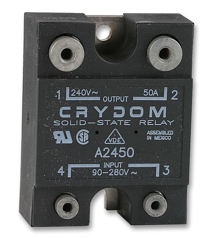 CRYDOM A2450 Solid State Relay, SPST-NO, 50 A, 280 VAC, Panel, Screw, Zero Crossing
