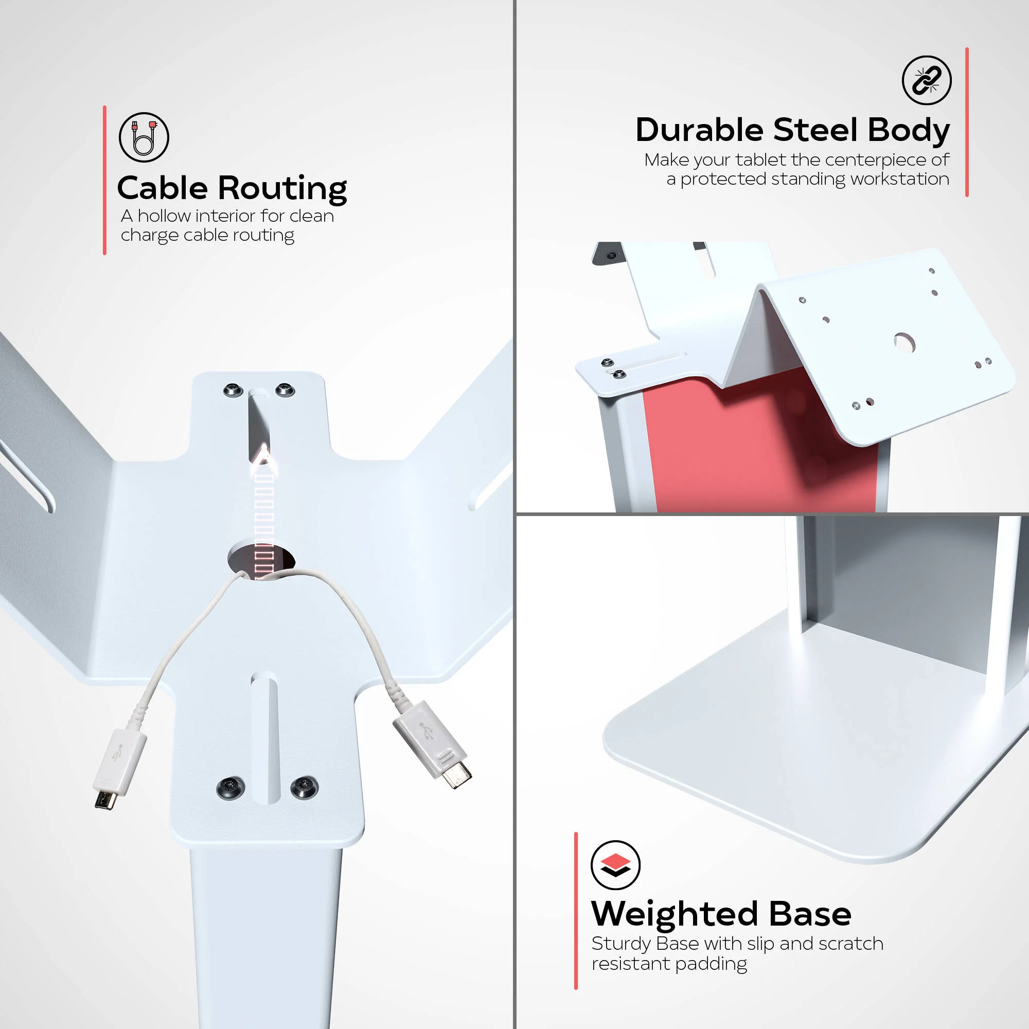 CTA Digital Dual-Enclosure Locking Floor Stand Kiosk with Graphic Slot for 9 to 11" Tablets (White) - Image 4