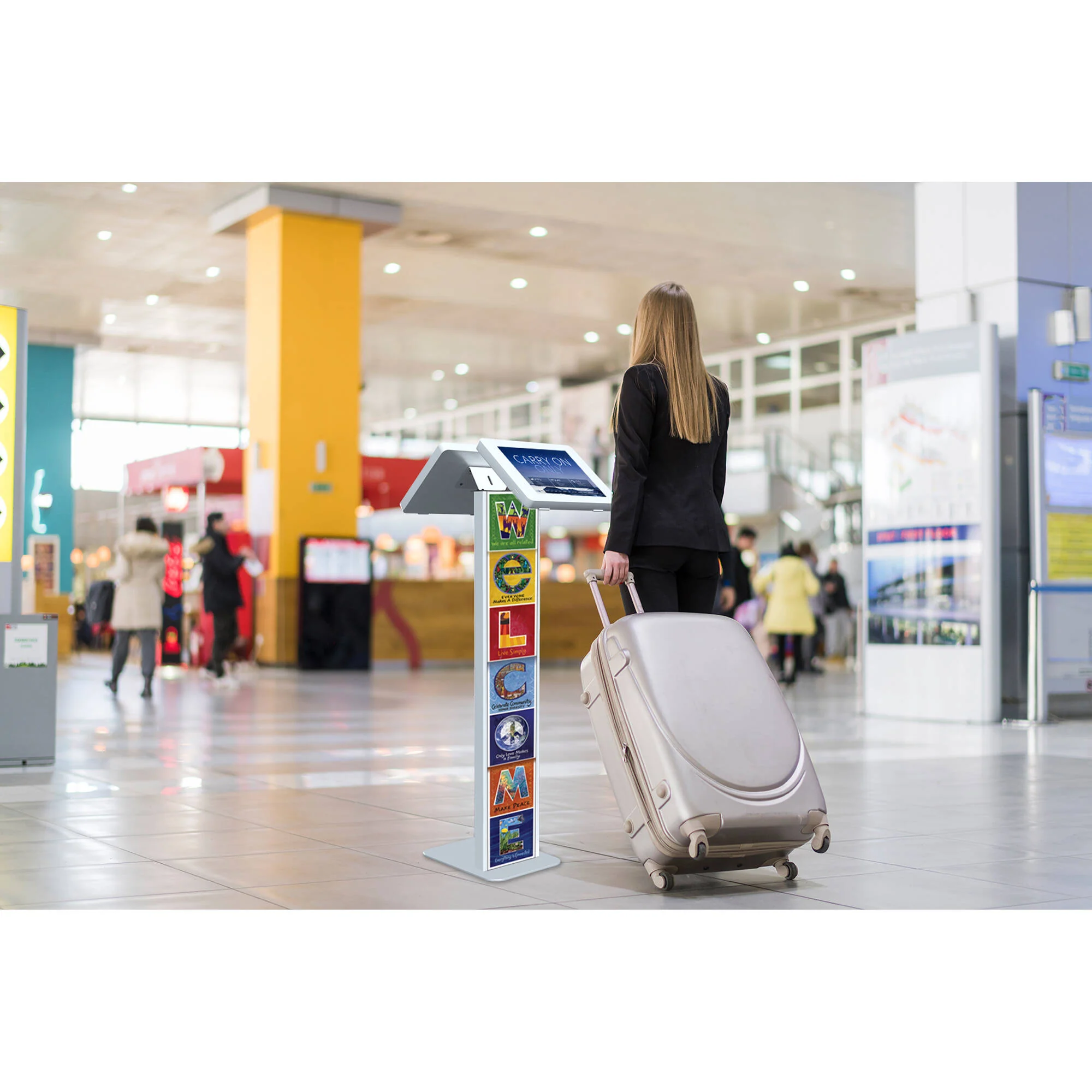 CTA Digital Dual-Enclosure Locking Floor Stand Kiosk with Graphic Slot for 9 to 11" Tablets (White) - Image 6