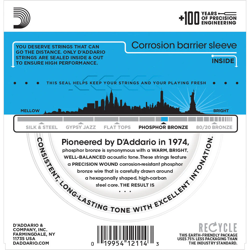 D'Addario EJ16 Light Phosphor Bronze Acoustic Guitar Strings (6-String Set, 12 - 53) - Image 4