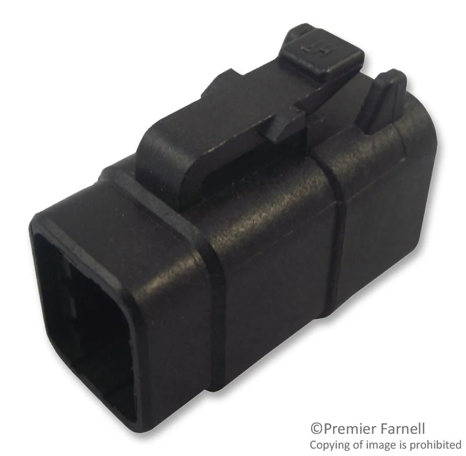DEUTSCH DTM06-6S-EE04 Connector Housing, High Temp, Black, DTM Series, Plug, 6 Ways, DT Series Socket Contacts