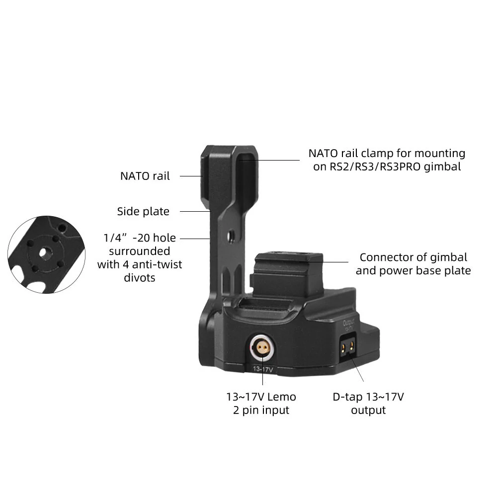 DigitalFoto Solution Limited Power Supply Baseplate with D-Tap & NATO Mount for DJI RS 2/3/RS 3 Pro - Image 6