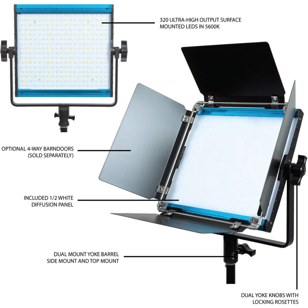Dracast LED500 X-Series Daylight LED 2-Light Kit with Padded Carrying Case - Image 4