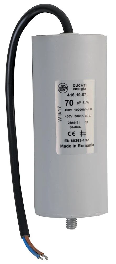 Ducati 4.16.10.67.14 Film Capacitor 70 µF 4.16.10 Series 450 VAC Wire Leaded ± 5%
