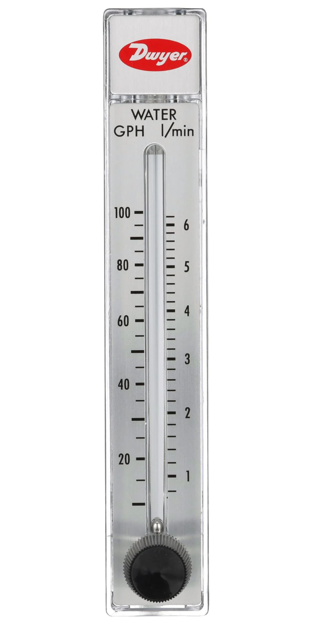 DWYER RMC-102-SSV Air Flowmeter, SS Valve, 10 to 100 SCFH, 100 psi, 2 % Accuracy, 1/2" FNPT, RATE-MASTER RMC Series
