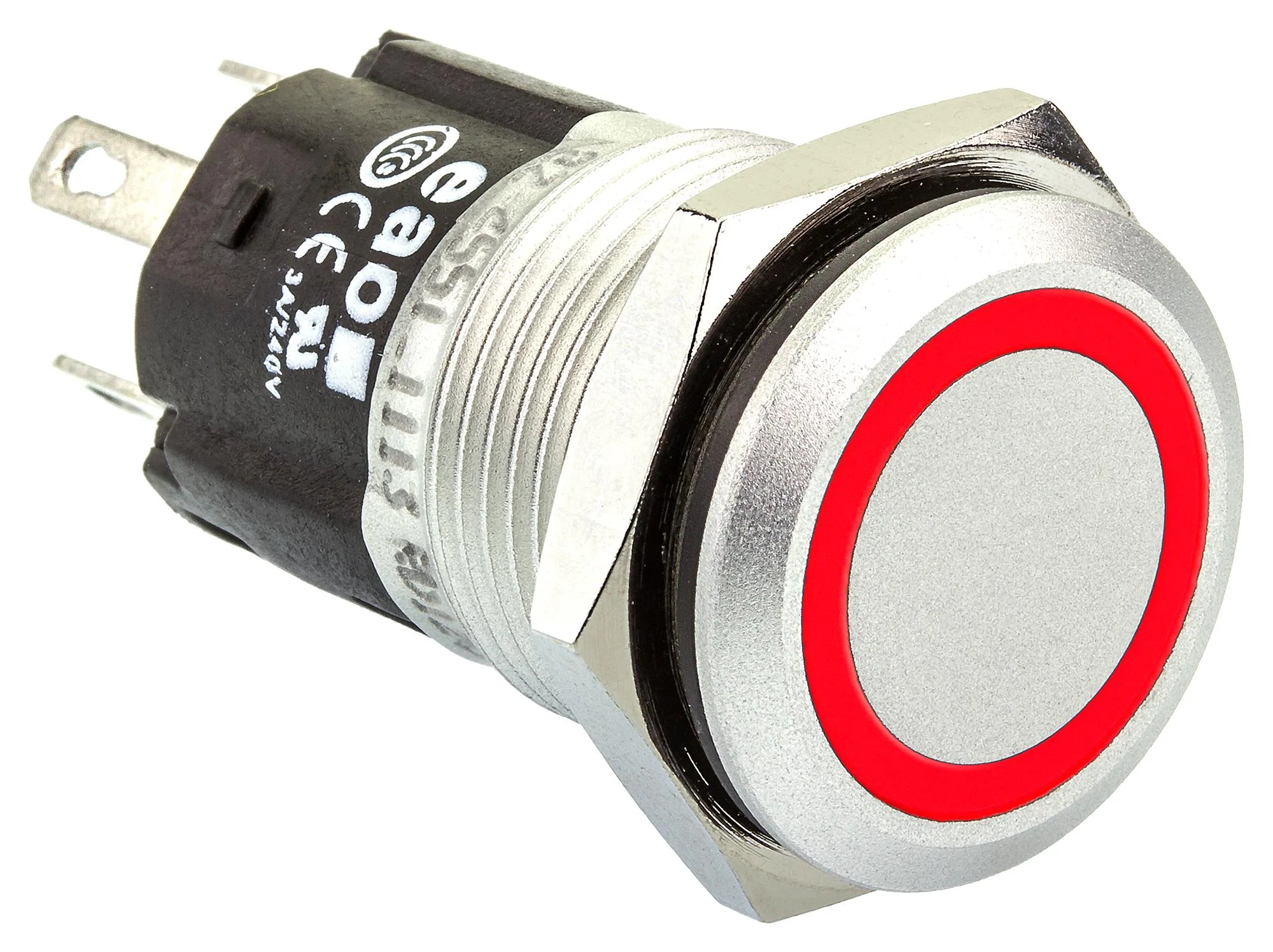 EAO 82-4551.2113 Vandal Resistant Switch, 82 Series, 16 mm, SPDT, Maintained, Round Flat Flush, Natural