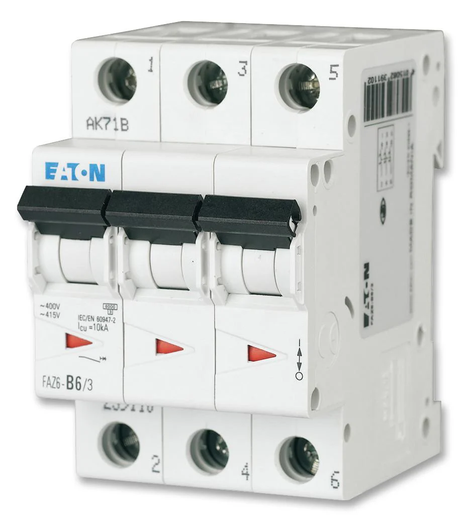 Eaton Moeller FAZ6-C25/3 Thermal Magnetic Circuit Breaker FAZ6 Series 25 A 3 Pole 400 V DIN Rail