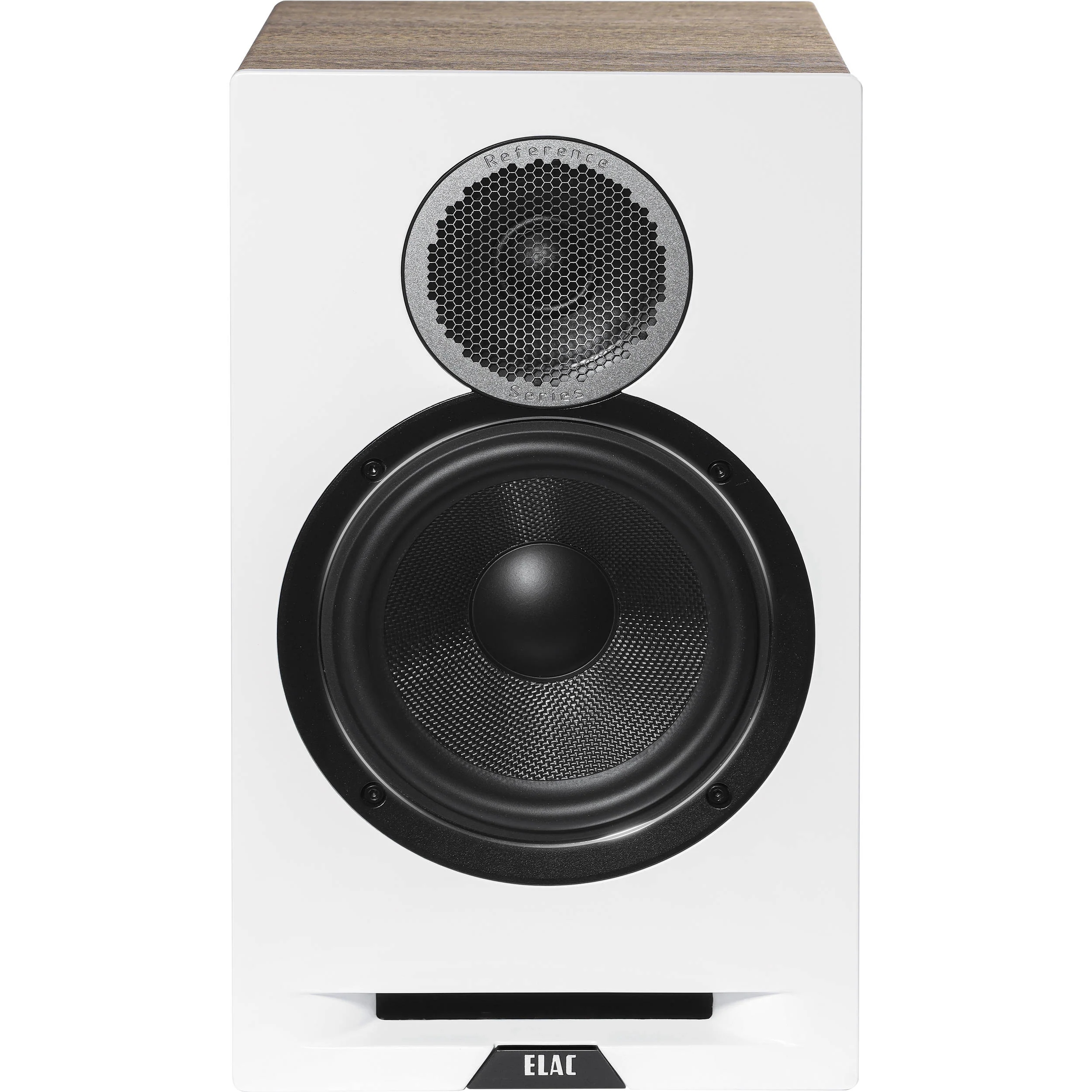 ELAC Debut Reference Two-Way Bookshelf Speaker (Pair, White Baffle, Oak Cabinet) - Image 4