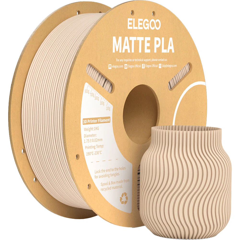 ELEGOO 1.75mm PLA Matte Filament Spool (1kg, Beige) - Image 2