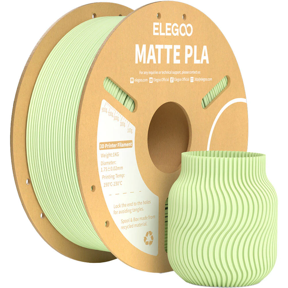 ELEGOO 1.75mm PLA Matte Filament Spool (1kg, Mint Green) - Image 2