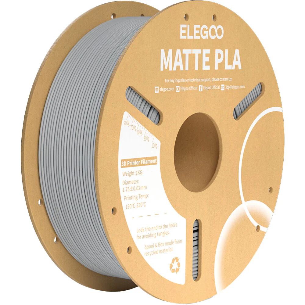 ELEGOO 1.75mm PLA Matte Filament Spool (1kg, Slate Gray)