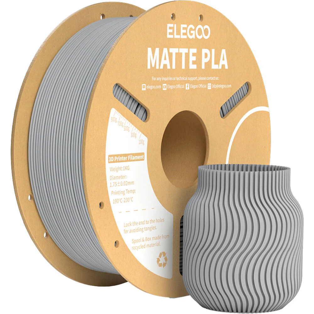ELEGOO 1.75mm PLA Matte Filament Spool (1kg, Slate Gray) - Image 2