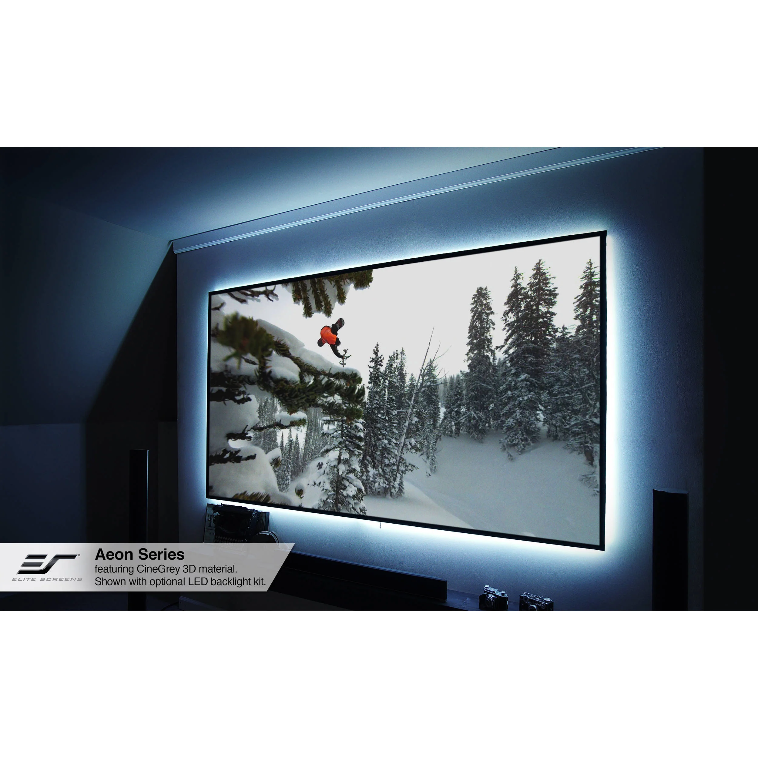 Elite Screens Aeon 98 x 174.4" 16:9 Fixed Frame Projection Screen with CineWhite Projection Surface - Image 4