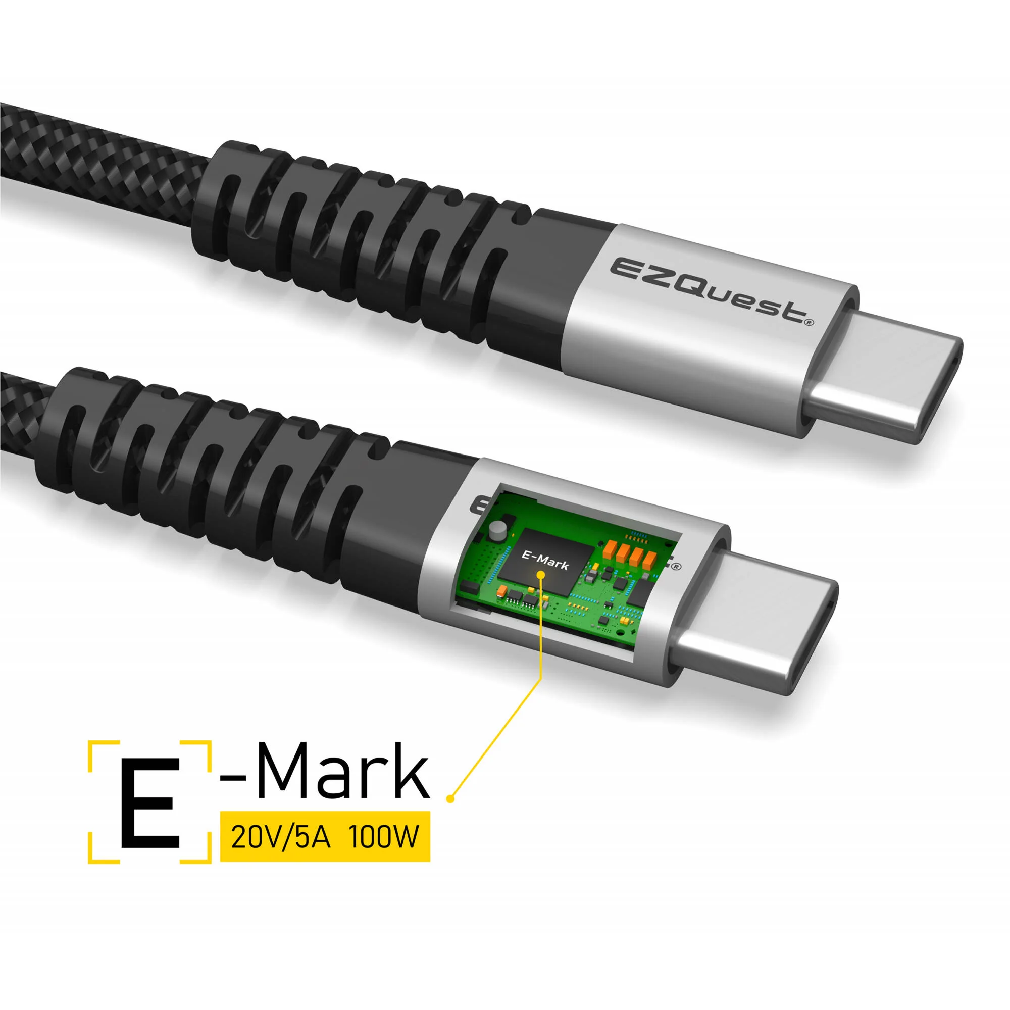 EZQuest DuraGuard USB 2.0 Type-C Male Cable (3.9') - Image 3