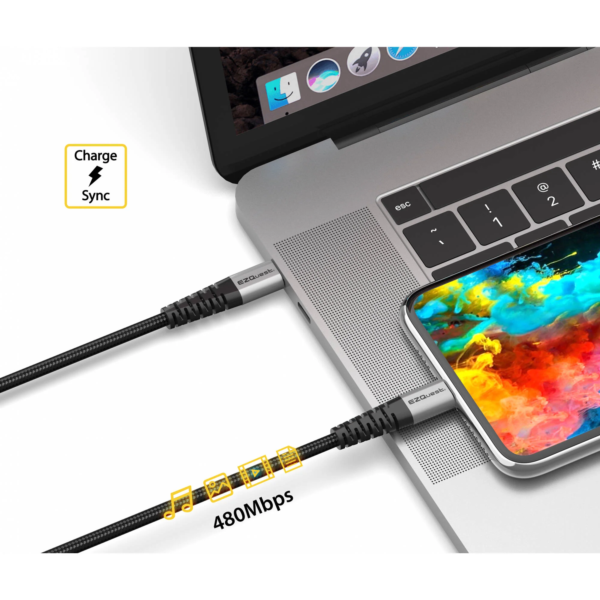 EZQuest DuraGuard USB 2.0 Type-C Male Cable (3.9') - Image 6