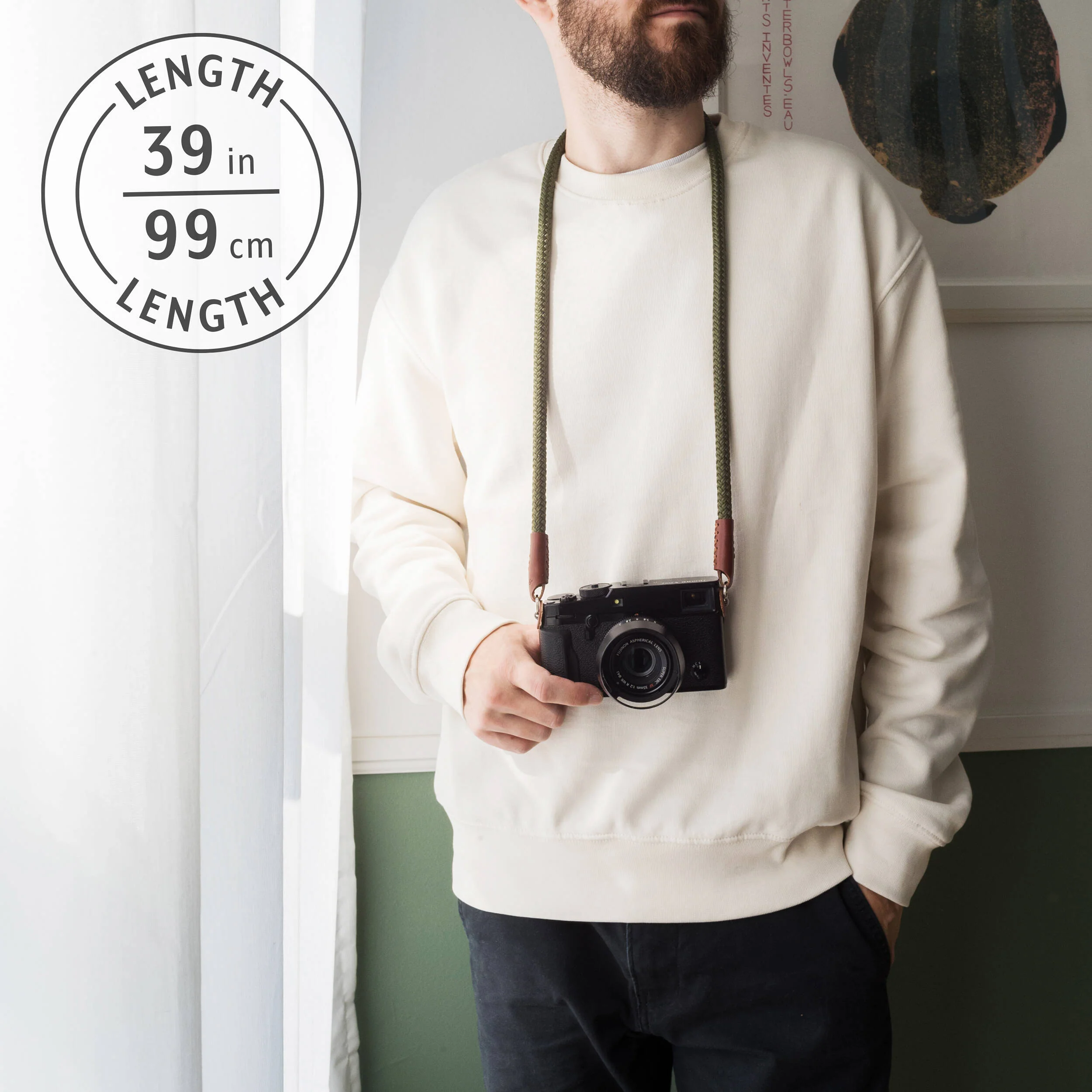 Fab' F8 Rope Camera Strap (Khaki, 39") - Image 4