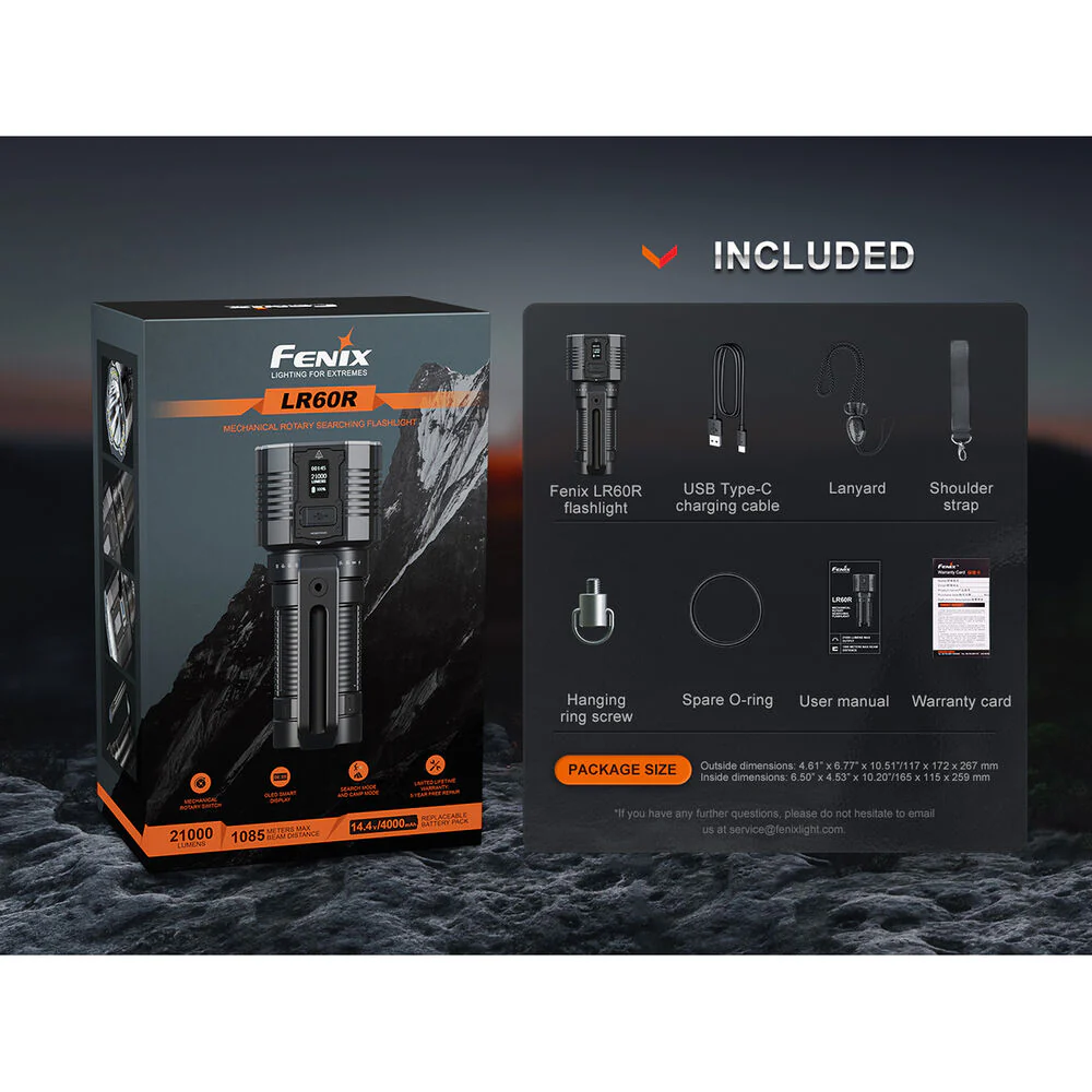 Fenix Flashlight LR60R Rotary Switch Rechargeable Searchlight - Image 6