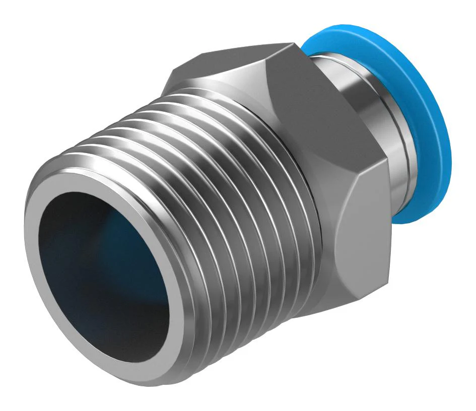 Festo 153006 Pneumatic Fitting Push-In Straight Connector R3/8 14 bar 8 mm Brass QS - Image 2
