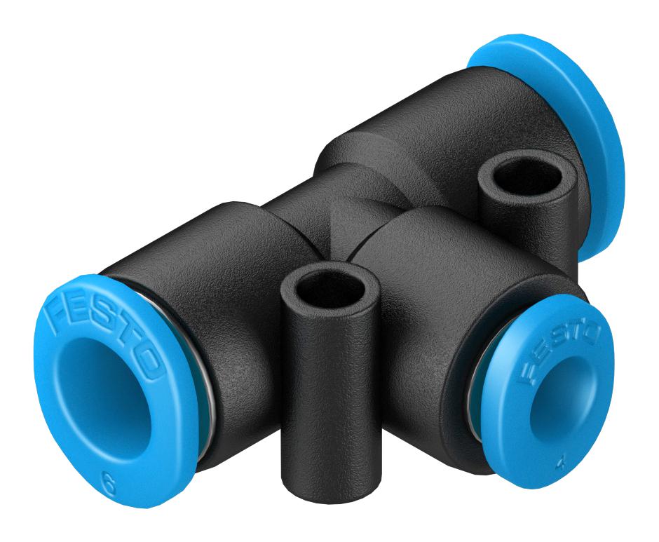 Festo QSMT-6-4 Pneumatic Fitting Push-In T-Fitting 14 bar 4 mm PBT (Polybutylene Terephthalate) Qsmt