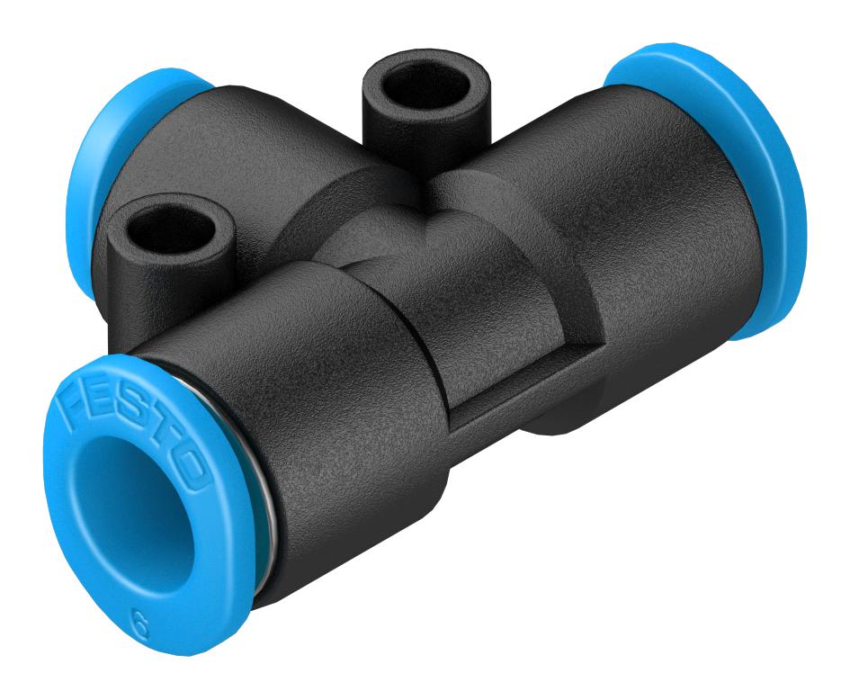 Festo QSMT-6-4 Pneumatic Fitting Push-In T-Fitting 14 bar 4 mm PBT (Polybutylene Terephthalate) Qsmt - Image 2