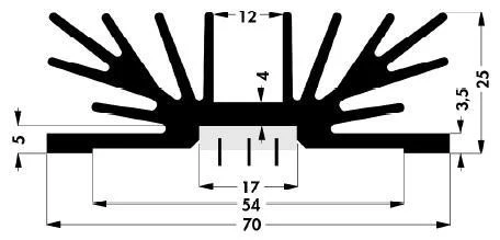 FISCHER ELEKTRONIK SK 64/75 SA 2 XM 3 Heat Sink, TO-220, TO-220, 2.7 °C/W, 25 mm, 75 mm, 75 mm