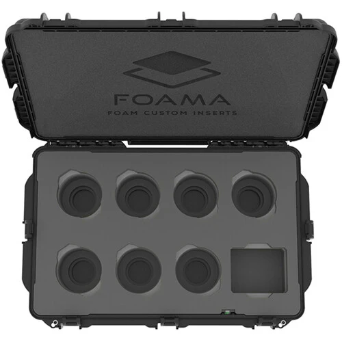 Foama Wheeled Hard Case with Foam Insert for Set of 7 Canon Sumire Prime Lenses (Black Insert) - Image 3
