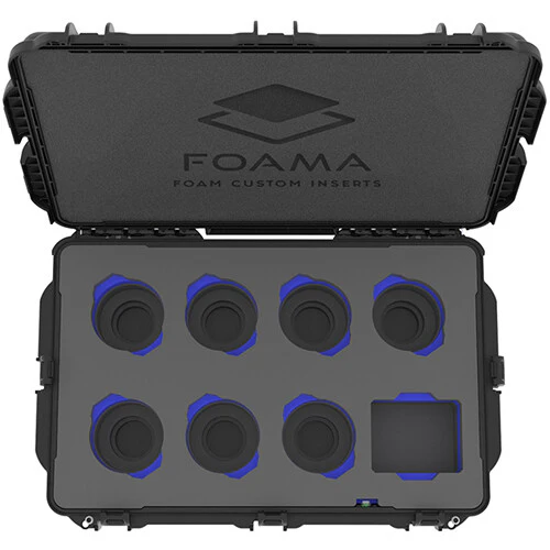 Foama Wheeled Hard Case with Foam Insert for Set of 7 Canon Sumire Prime Lenses (Blue Insert) - Image 3