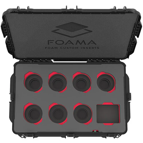 Foama Wheeled Hard Case with Foam Insert for Set of 7 Canon Sumire Prime Lenses (Red Insert) - Image 3