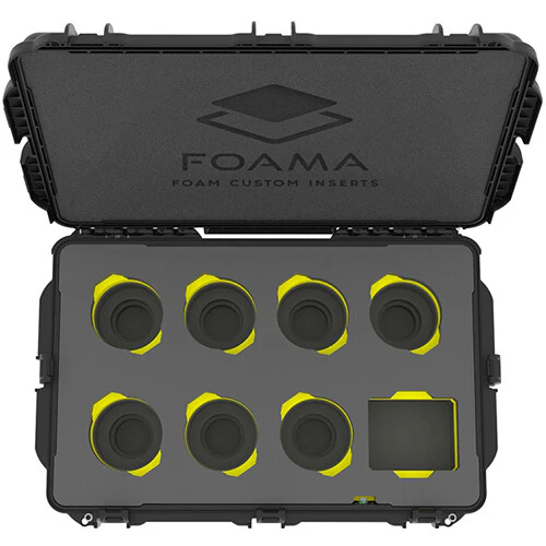 Foama Wheeled Hard Case with Foam Insert for Set of 7 Canon Sumire Prime Lenses (Yellow Insert) - Image 3