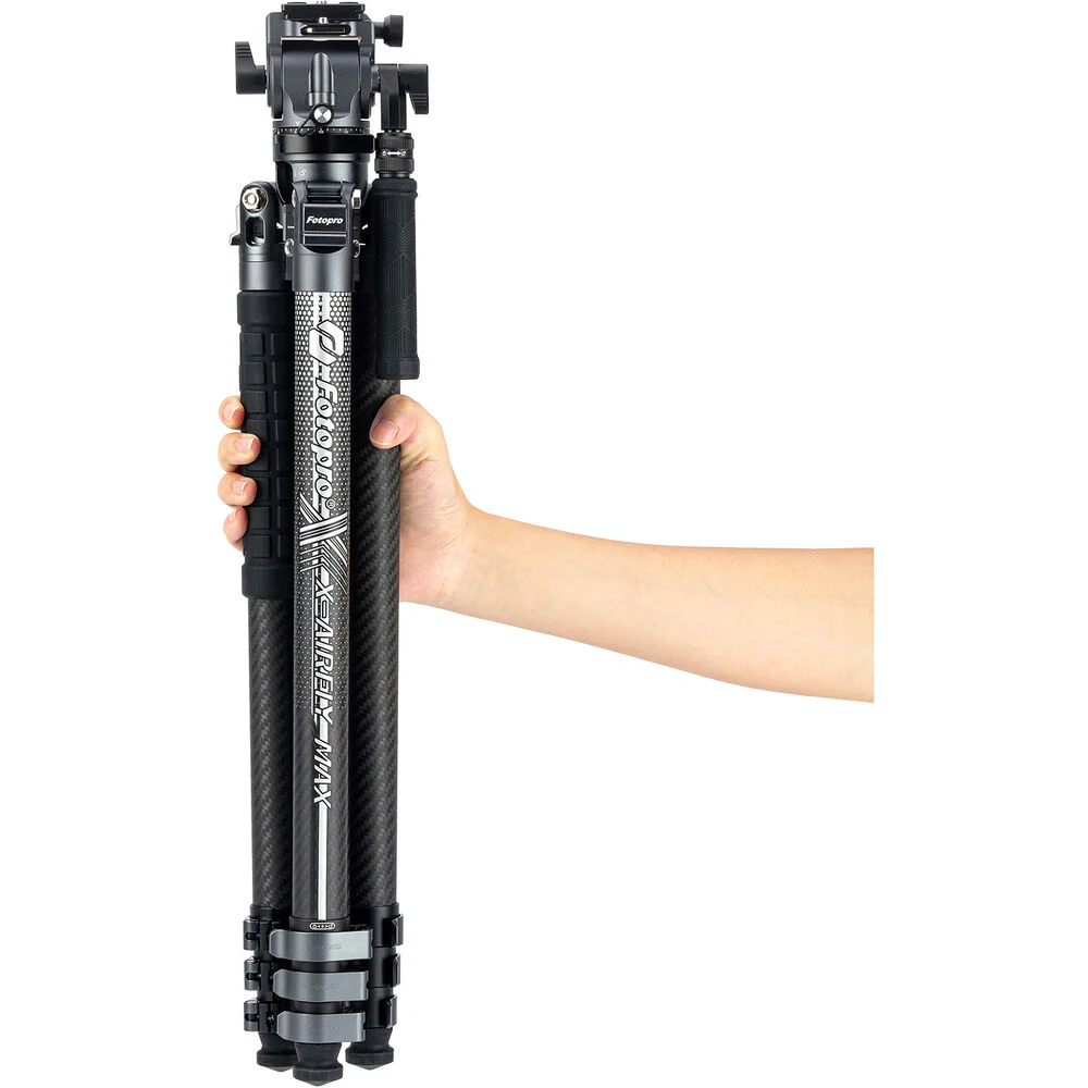 Fotopro X-Airfly Max Carbon Fiber Travel Tripod with Ball Head (Gray) - Image 3