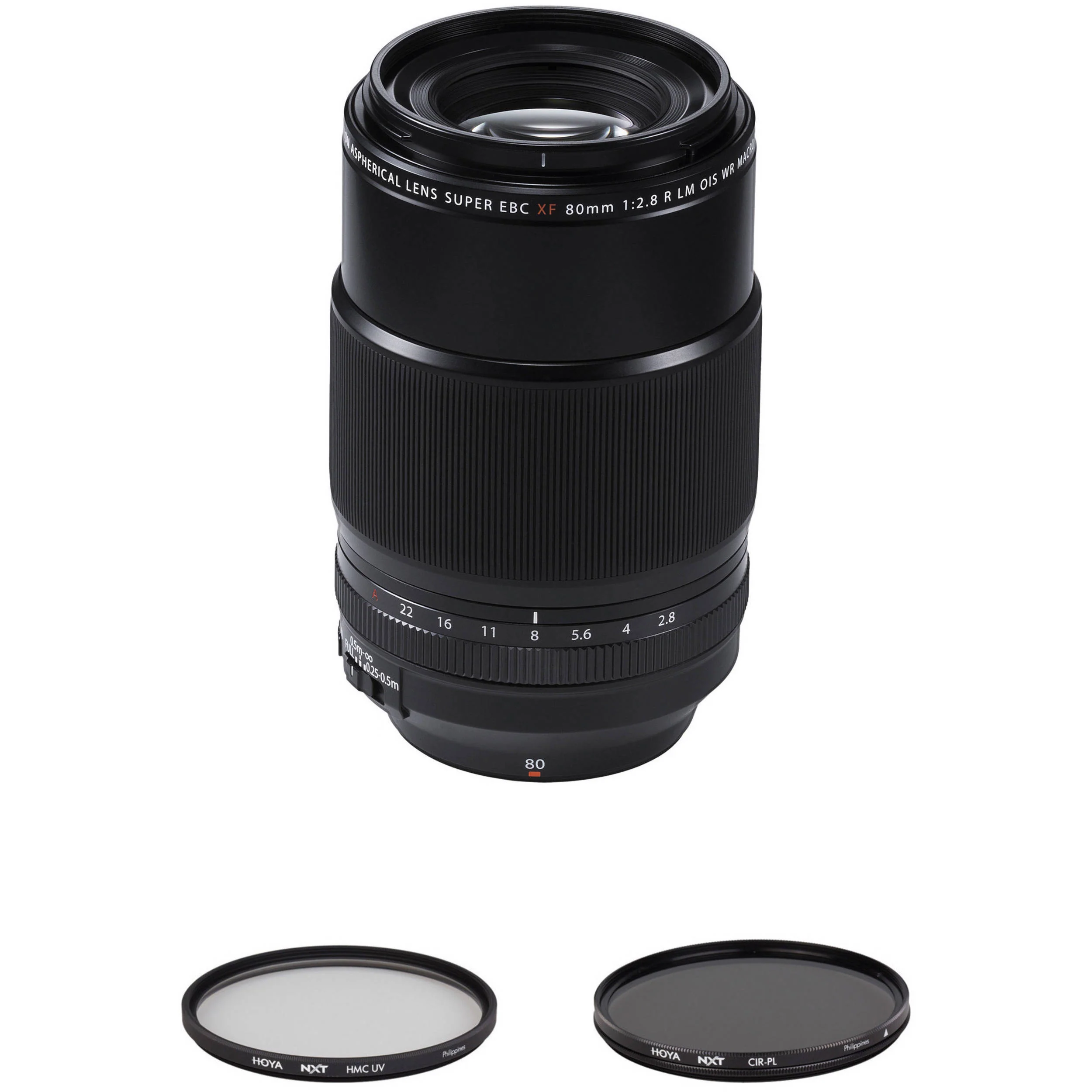 FUJIFILM XF 80mm f/2.8 R LM OIS WR Macro Lens with UV and Circular Polarizer Filters