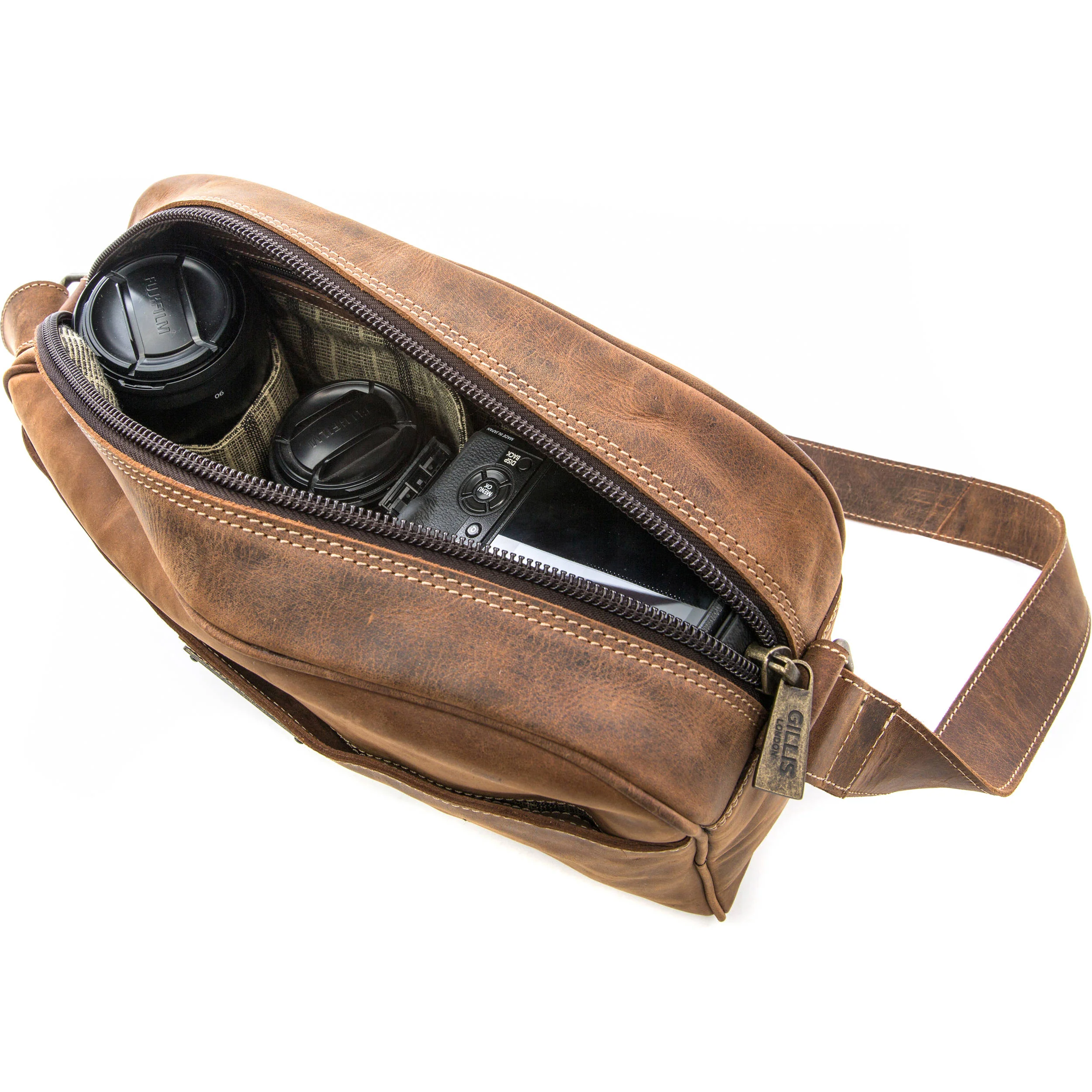 GILLIS LONDON Trafalgar Compact Camera Bag (Brown Vintage Leather) - Image 5