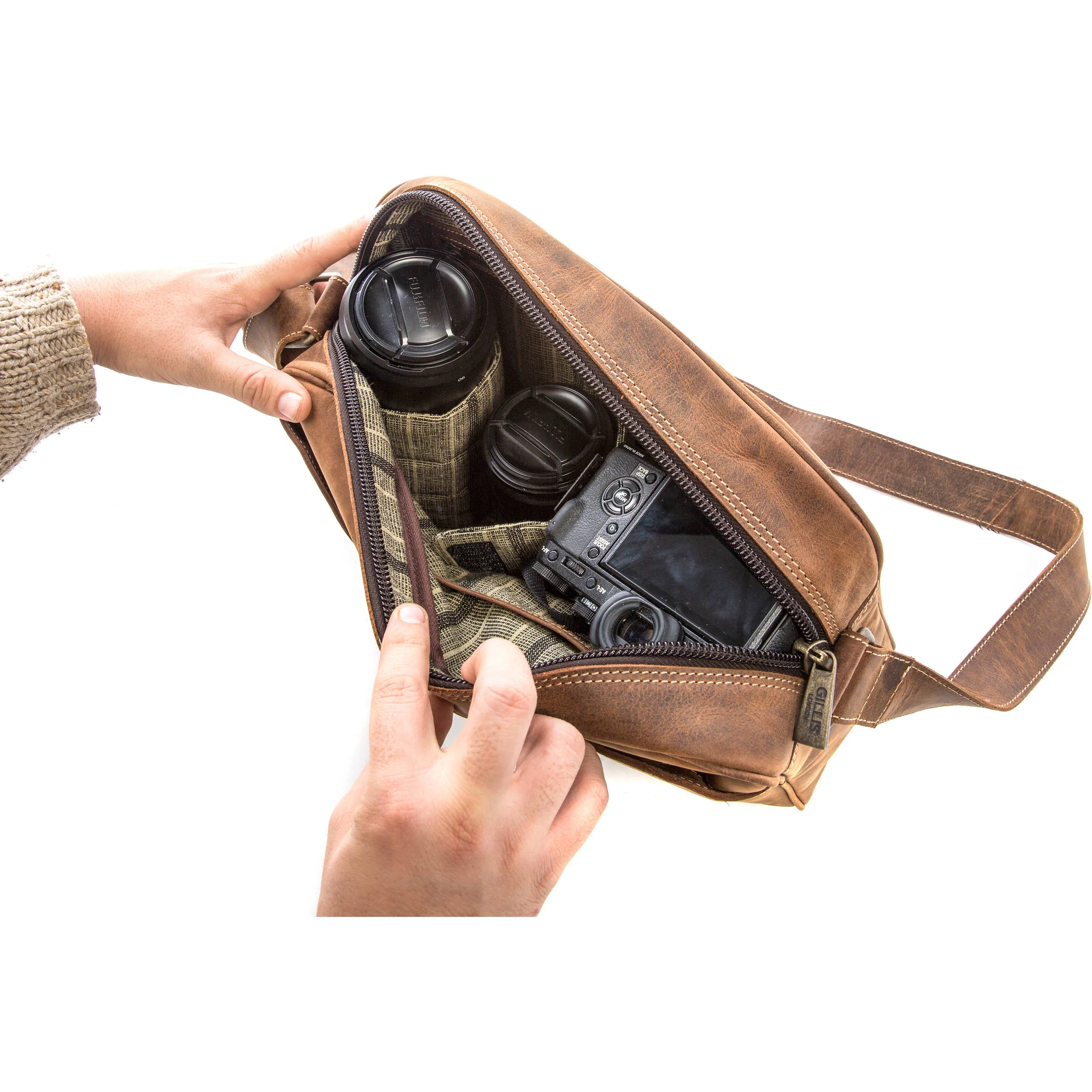 GILLIS LONDON Trafalgar Compact Camera Bag (Brown Vintage Leather) - Image 6