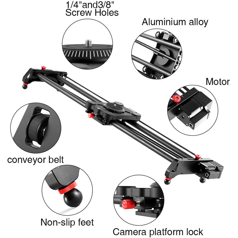 GVM Professional Video Carbon Fiber Motorized Camera Slider (32") - Image 4