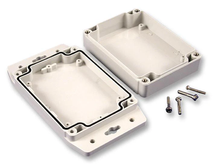 HAMMOND 1555F2F42GY IP67 Polycarbonate Enclosure with Flanged Lid - 120x91x62mm