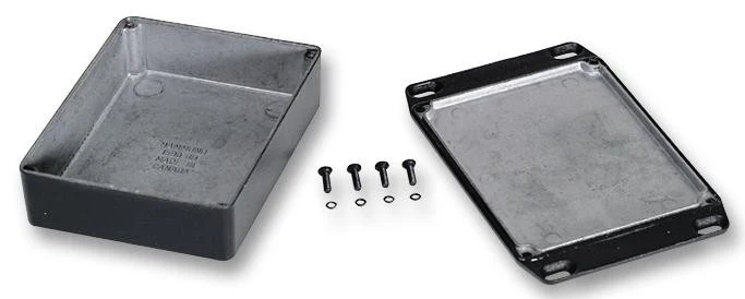 HAMMOND 1590N1FLBK Metal Enclosure, Diecast, Flanged Lid, IP54, Instrument, Aluminium, IP54, 121.1 mm, 66 mm