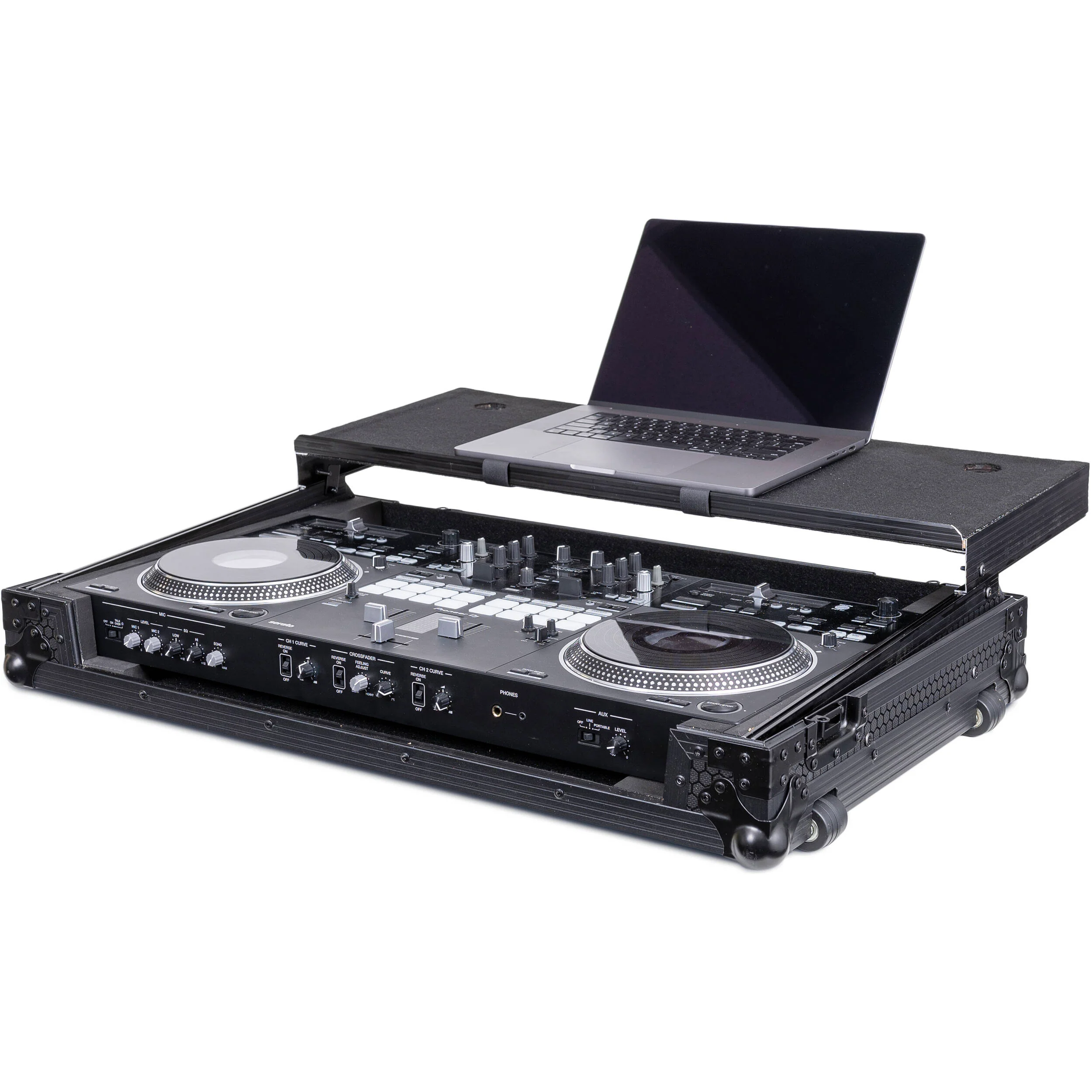 Headliner Flight Case with Laptop Platform and Wheels for Pioneer DJ DDJ-REV7 (Pitch Black) - Image 4