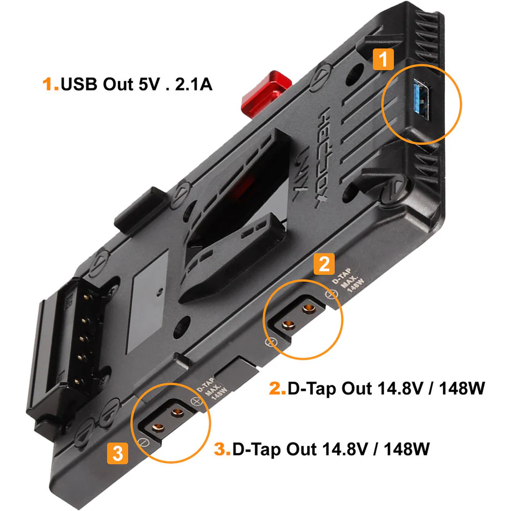 Hedbox UNIX-0BL V-Mount Adapter Power Plate with 2-Pin LEMO 0B Right-Angle Cable - Image 5
