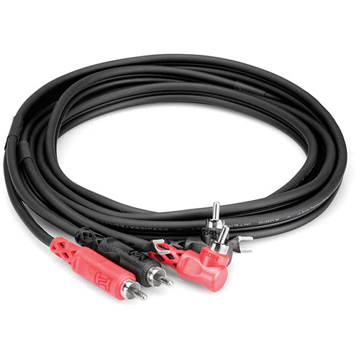 Hosa Technology 2 RCA Male to 2 RCA Male Angled with Ground Strap Cable - 10' - Image 2