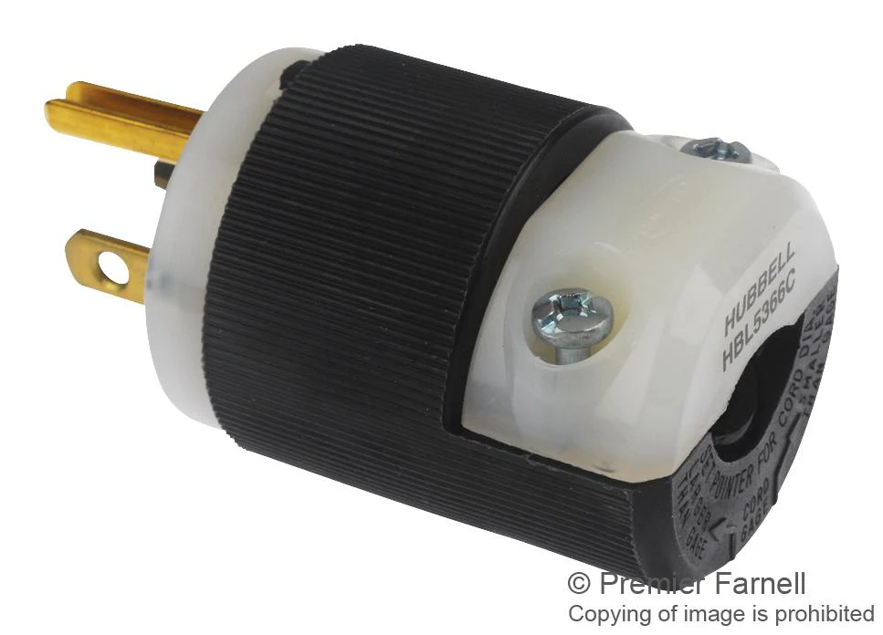 Hubbell Wiring Devices HBL5366C Power Entry Connector 20 A Black White Nylon (Polyamide) Body 125 V