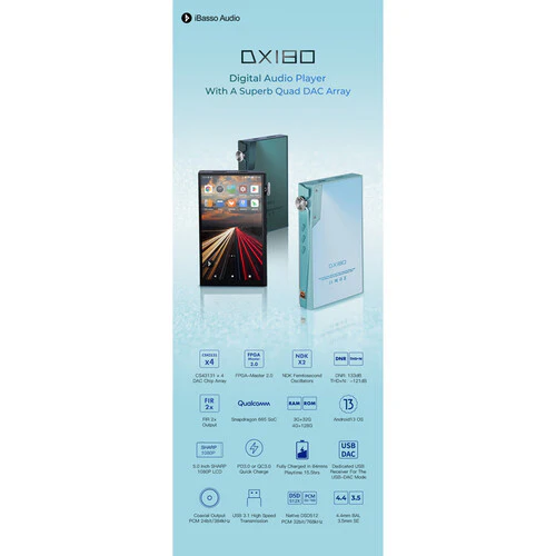iBasso DX180 Hi-Fi Digital Audio Player (Blue) - Image 5