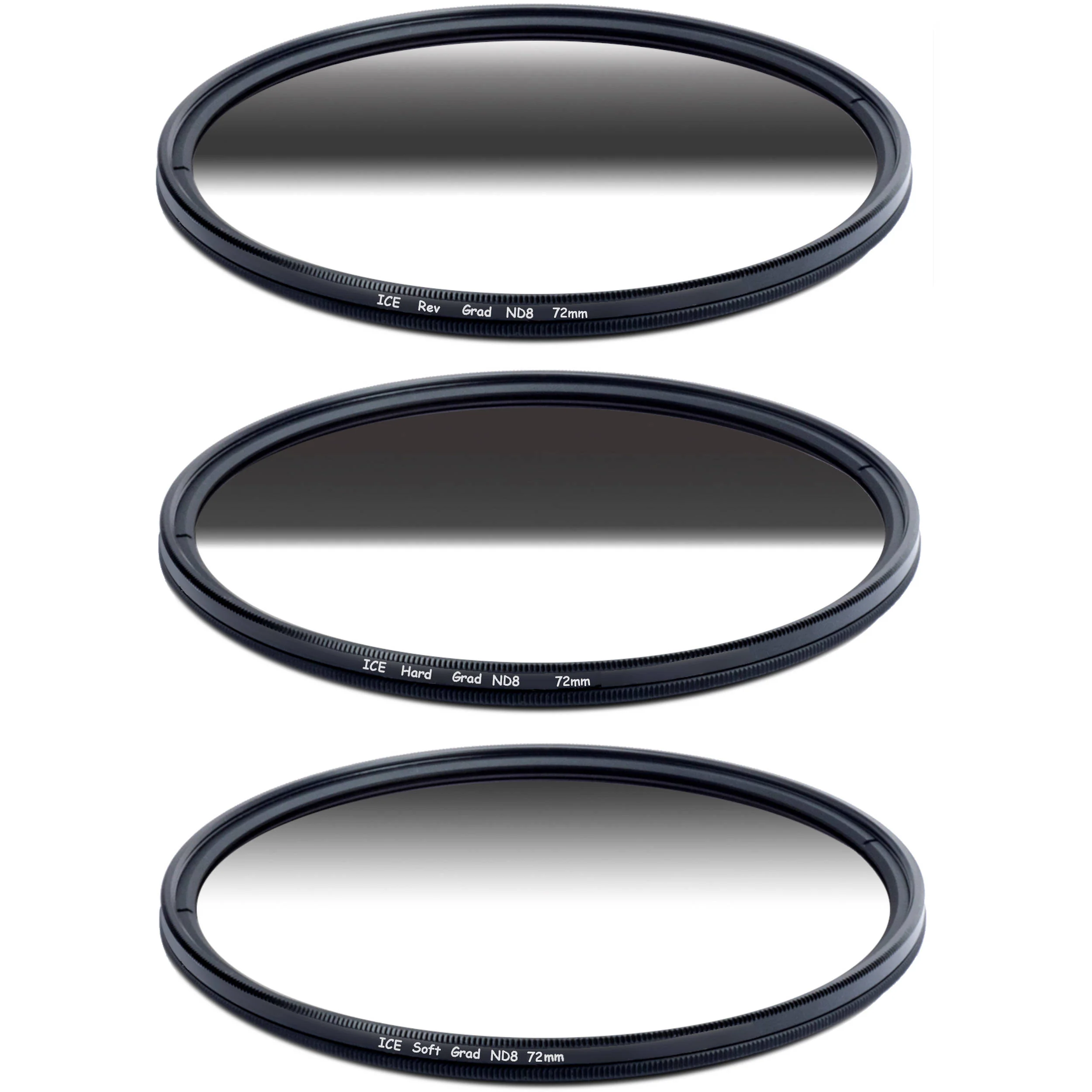 Ice 72mm Soft-Edge Graduated, Hard-Edge Graduated, and Reverse-Graduated Neutral Density Filter Kits (3-Stop)