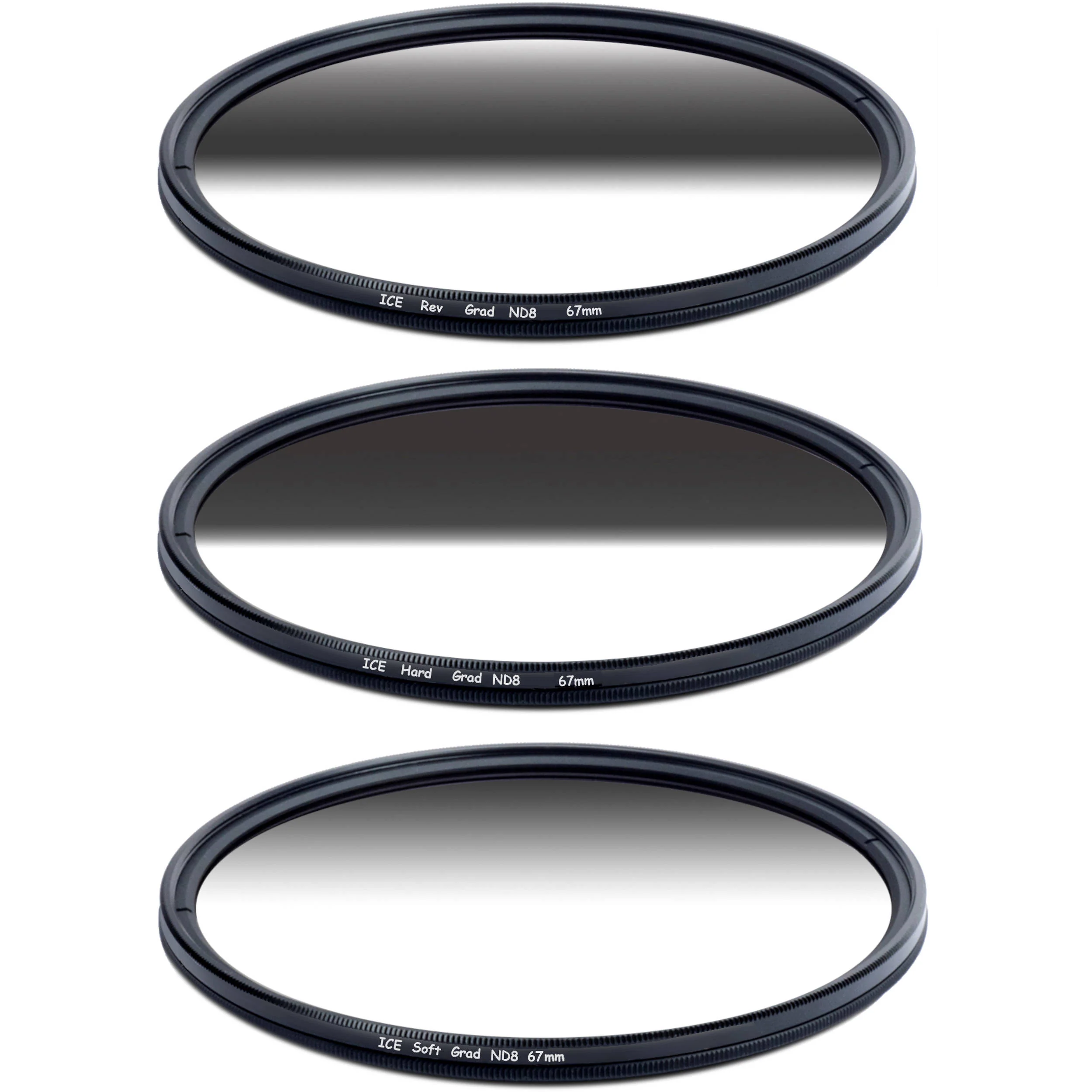 Ice 72mm Soft-Edge Graduated, Hard-Edge Graduated, and Reverse-Graduated Neutral Density Filter Kits (3-Stop) - Image 2