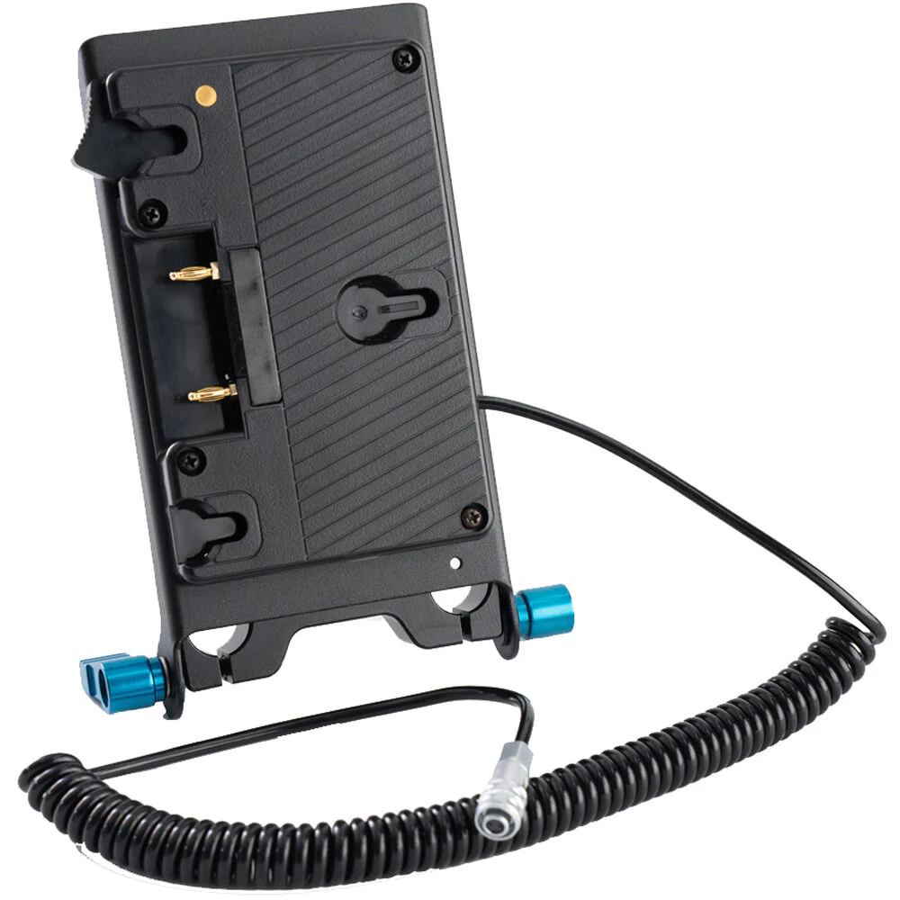 IndiPRO Tools Gold Mount Battery Plate with 15mm Rod Mount & Coiled Cable for BMPCC 4K/6K (18-40") - Image 2