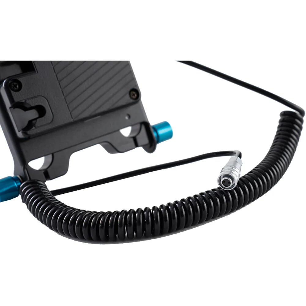 IndiPRO Tools Gold Mount Battery Plate with 15mm Rod Mount & Coiled Cable for BMPCC 4K/6K (18-40") - Image 3