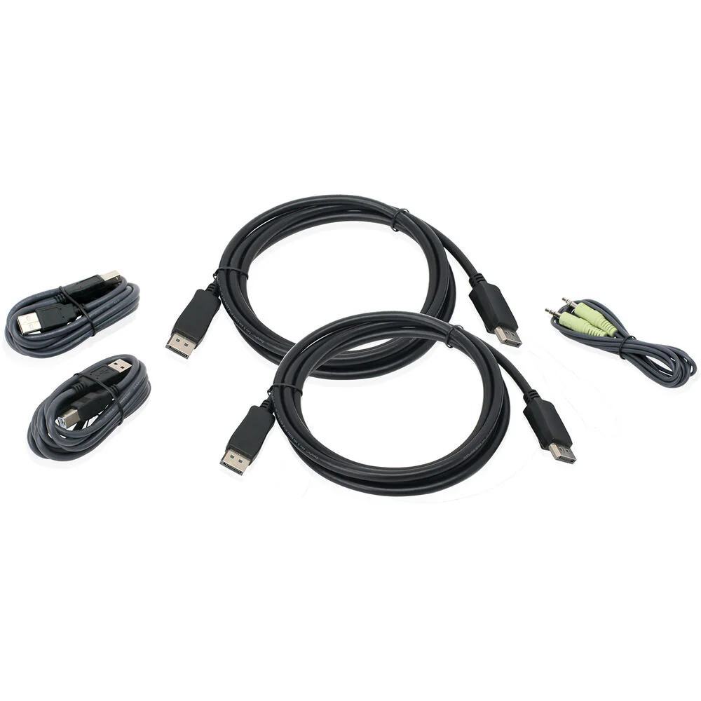 IOGEAR Dual View DisplayPort and USB KVM Cable Kit with Audio (TAA, 6') - Image 2
