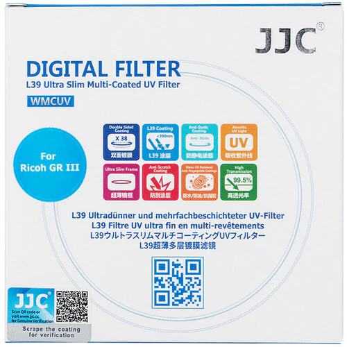 JJC L39 Ultra Slim Multicoated UV Filter for Ricoh GR III and GR II - Image 6