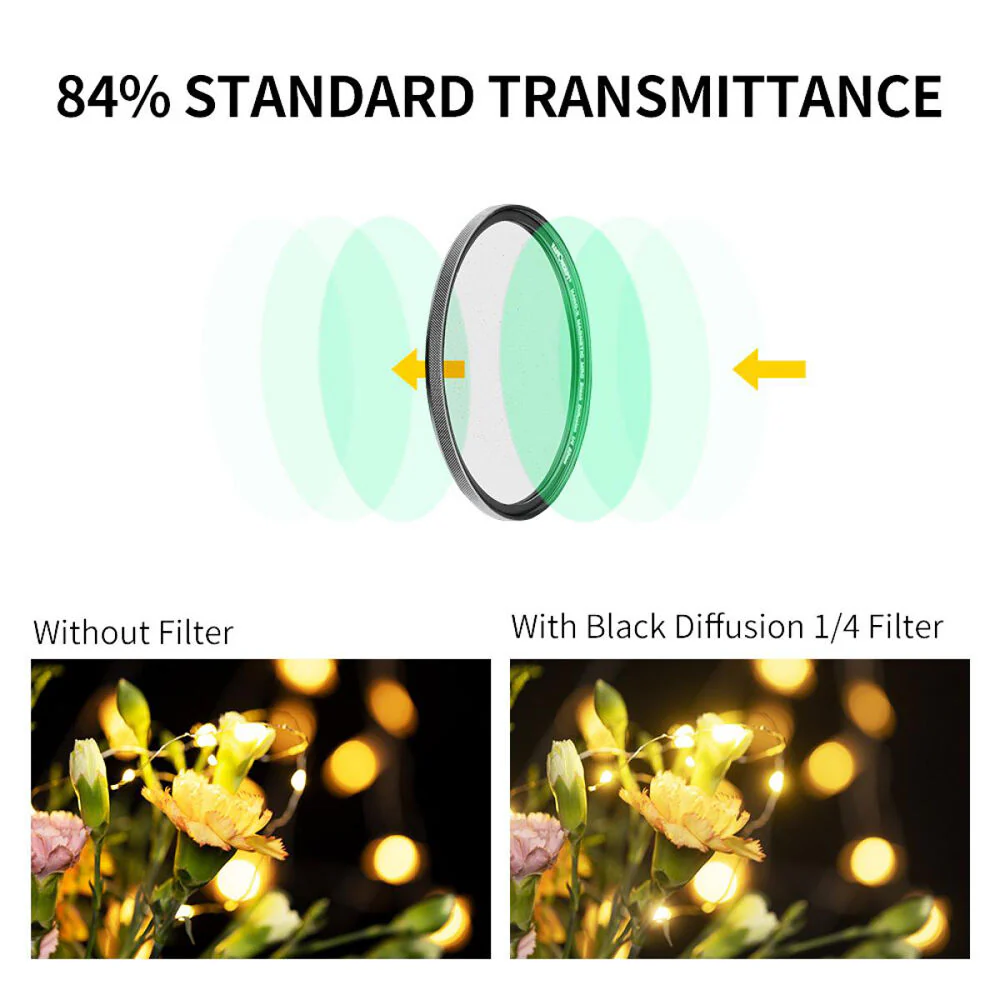 K&F Concept Nano-X Magnetic Black Mist Filter 1/4 with Adapter Ring & Lens Cap (52mm) - Image 4