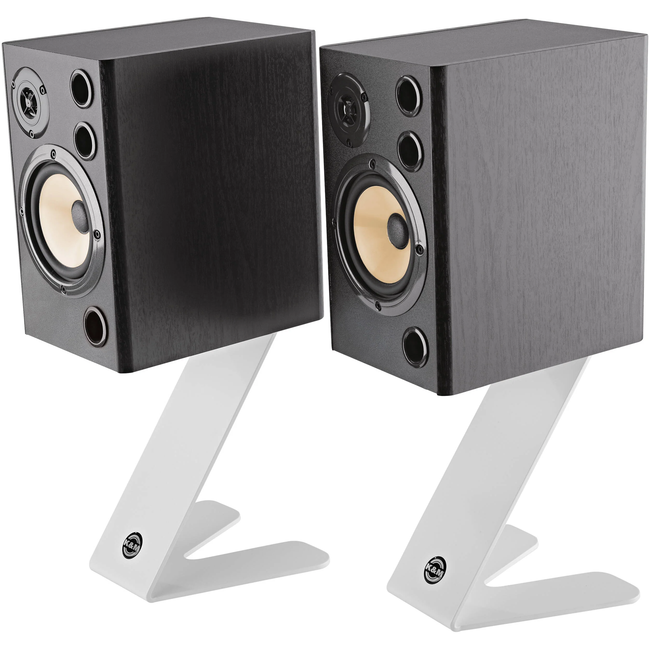 K&M 26773 Tabletop Monitor Z-Stand (Pair, Pure White) - Image 2