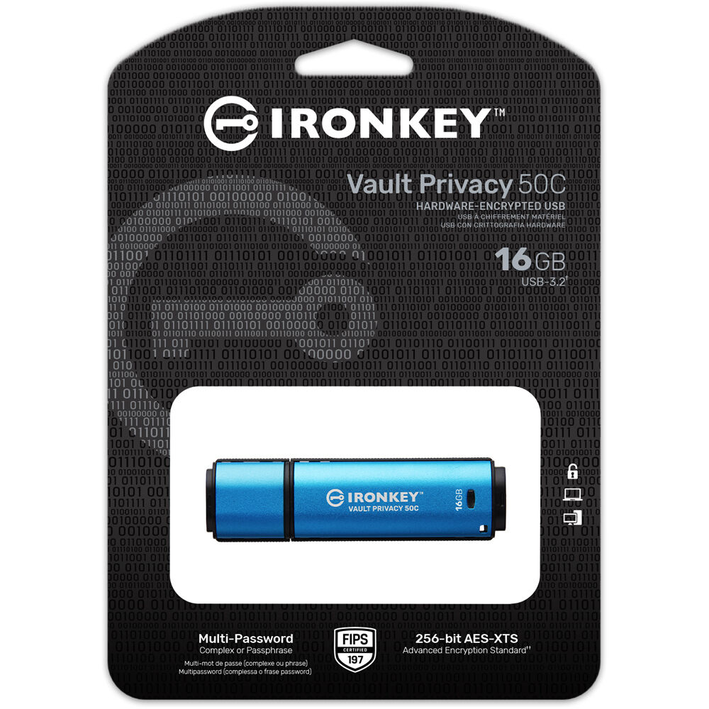 Kingston IronKey Vault Privacy 50 Series USB-C Flash Drive (Blue) - Image 5